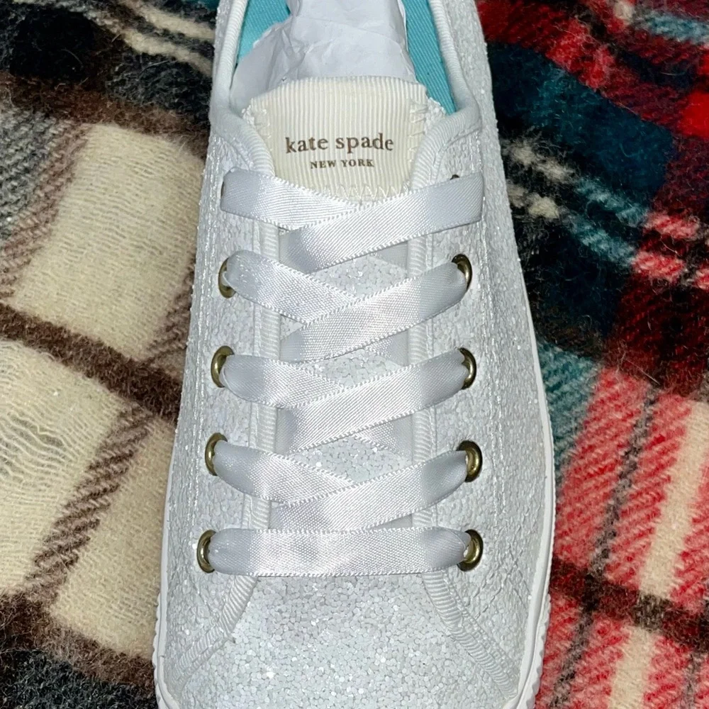 Kate Spade-Trista Glitter Sneaker in white size 8 1/2 - Picture 4 of 16
